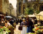 维克多加布里埃尔吉尔伯特 - Market in Dieppe